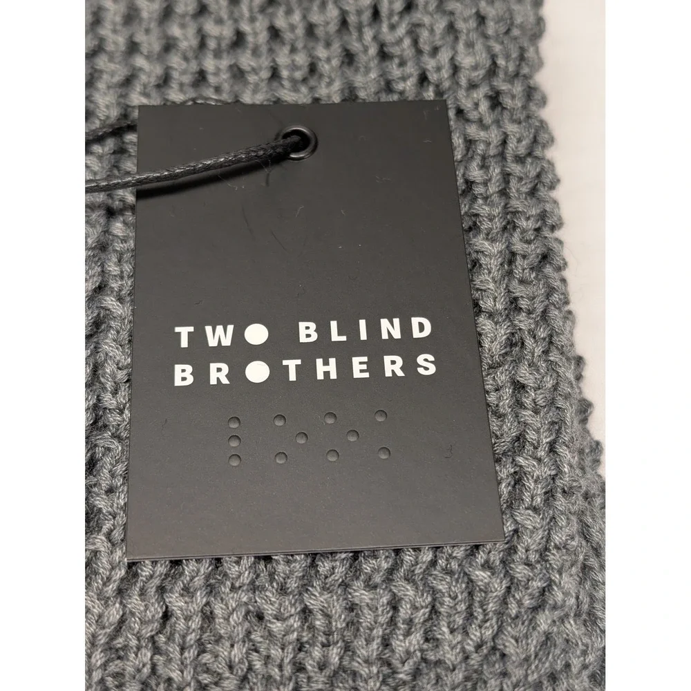 Two Blind Brothers Waffle‎ Knit Scarf Unisex Gray Winter Cozy Ethical New